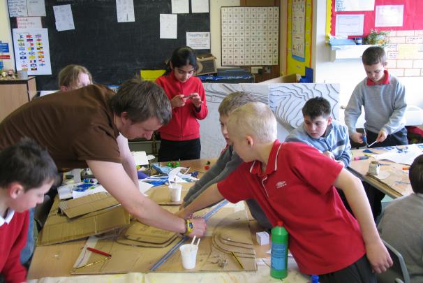 Pupils working on their own model at Raynville School, March 2006